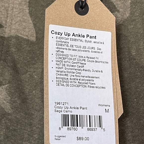 Prana Women's Cozy Up Ankle Pant in sage CAMO size medium - Picture 5 of 9